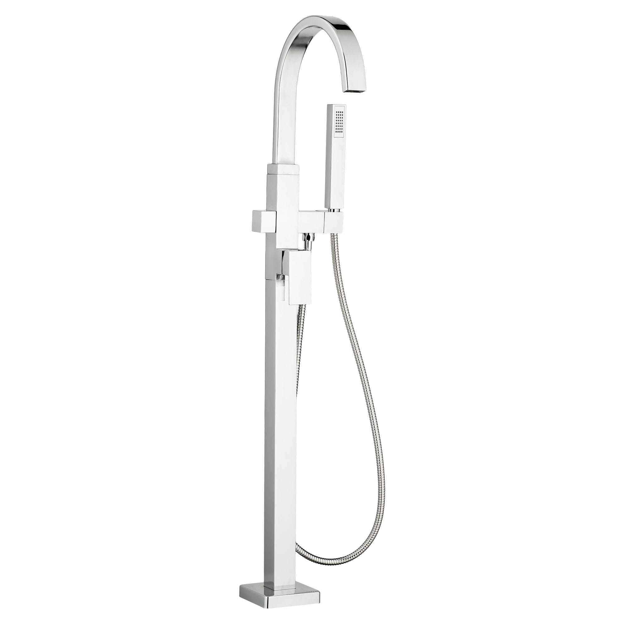 Times Square Contemporary Square Freestanding Tub Faucet with Personal Shower for Flash Rough-in Valve with Lever Handle
